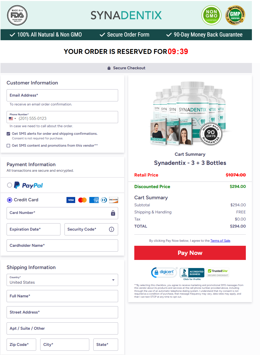 Synadentix order page